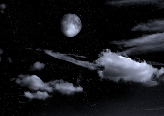 Obraz na płótnie Canvas The moon in the night sky