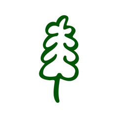 Christmas trees. Hand-draw doodles in green color.
