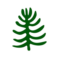 Christmas trees. Hand-draw doodles in green color.