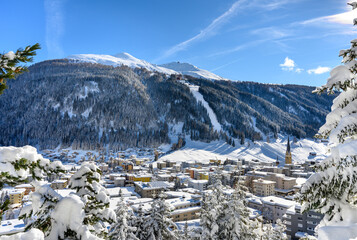 Landscape of winter resort Davos - the home of annual  World Economy Forum.