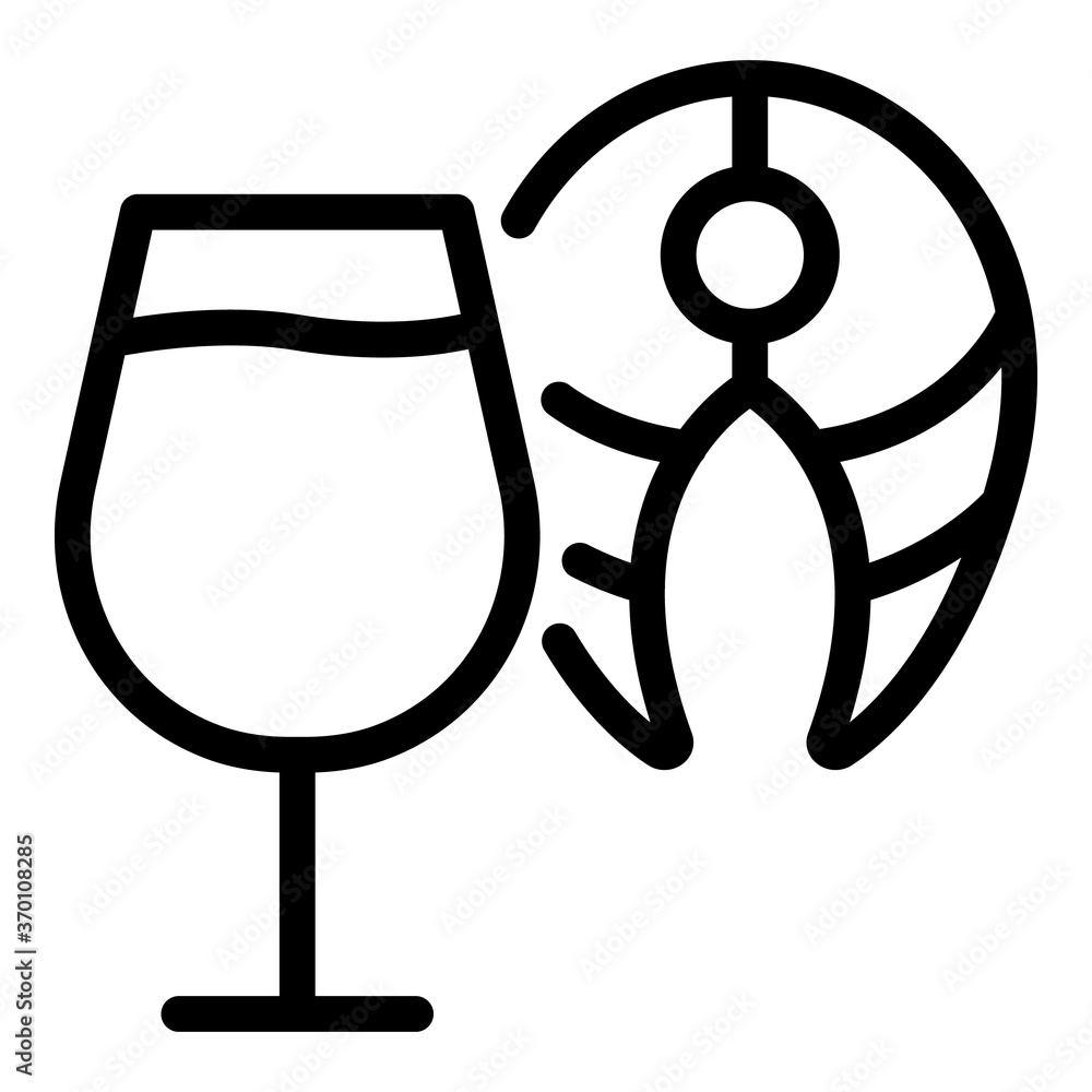 Poster wine and fish icon. outline wine and fish vector icon for web design isolated on white background