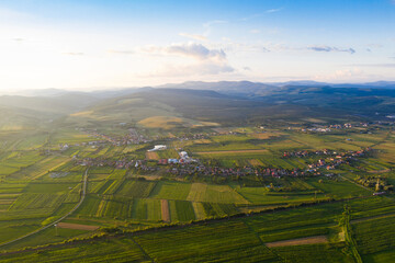 Romanian countryside drone view.