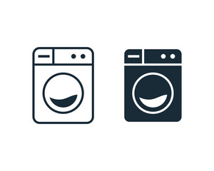 Washer Machine Laundry Icon Vector Logo Template Illustration Design