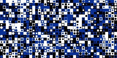 正方形と丸をランダムに組み合わせた幾何学模様