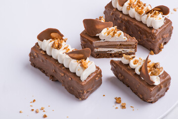 delicious chocolate cake on a white plate