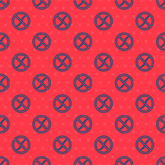 Blue line Anti worms parasite icon isolated seamless pattern on red background. Vector.