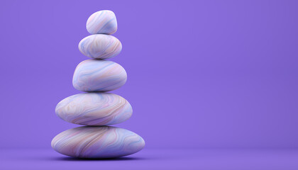 Smooth Pastel Rock Zen Stack 3D Rendered