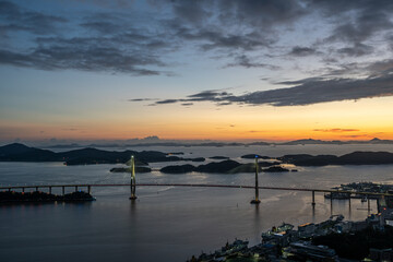 Fototapeta premium Mokpo Bridge after Sunset