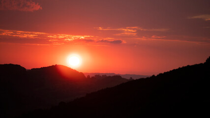 Epic sunset over the hills.