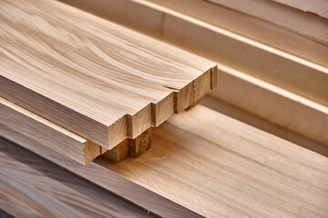 Joinery. Wooden edge-glued panels. Wooden furniture manufacturing process. Furniture manufacture....