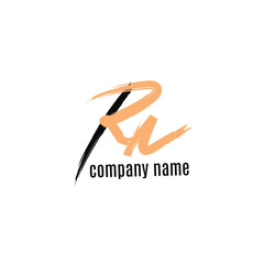 Rn initial letter handwriting and signature logo