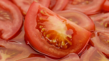 pieces of red tomatoes close up