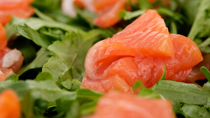 fresh sliced salmon and arugula salad 