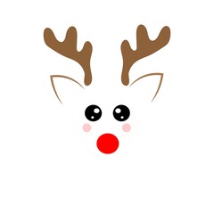 Vector illustration of a cute Christmas reindeer face 