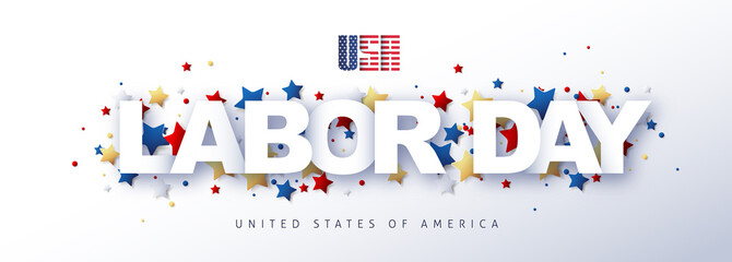USA happy Labor day advertising banner text design