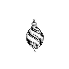 Hand drawn sketch style Christmas decoration glass ball. Design element for Christmas cards, posters, invitations and packages. Vector illustration.