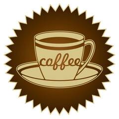 Cup of Coffee stamp or label, coffee colors set. Vector illustration.