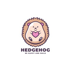 Vector Logo Illustration Hedgehog Simple Mascot Style.