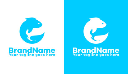 fish and leaf logo template vector