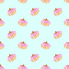 cute seamless pattern with watercolor pumpkins