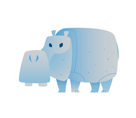 Cartoon hippo isolated on white background. Vector illustration.