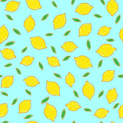 Lemon seamless pattern vector illustration. Print, fabric and paper design.