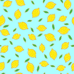 Lemon seamless pattern vector illustration. Print, fabric and paper design.