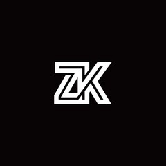 ZK monogram logo with abstract line