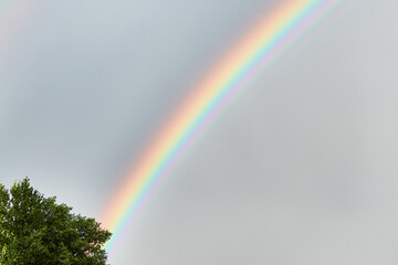 Double rainbow in the sky after rain