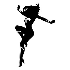 silhouette of a girl jumping