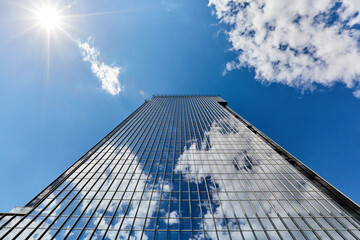 Fototapeta na wymiar skyscraper against the blue sky in clear weather
