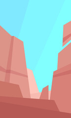 Low poly red canyon landscape. Vertical vector illustration