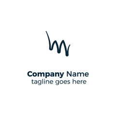 line curved M letter logo design icon vector illustration simple line