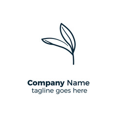 line two leaves logo design icon vector illustration simple line