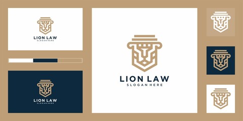 Lion law abstract with pillar logo luxury design. premium logo design inspiration