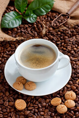 Breakfast with coffee and almond  cookies