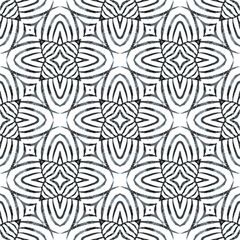 Fototapeta premium Organic tile. Black and white popular boho chic 