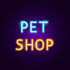 Fototapeta na wymiar Pet Shop Neon Text