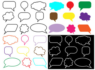 Speech bubbles set. Thought. Dream cloud. Quote box. Set of vector illustration.