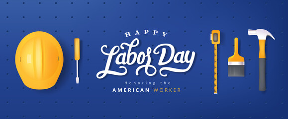 USA happy Labor day advertising banner