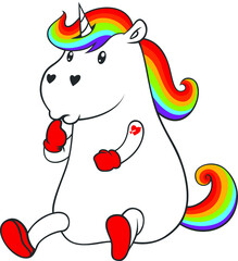 Cute Unicorn with Colorful Rainbow Mane and tail
