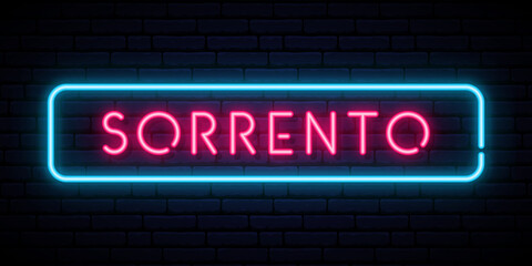 Obraz premium Sorrento neon sign. Bright light signboard. Vector banner.