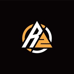 R Z initial logo modern triangle with circle on back