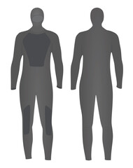 Grey diving wetsuit. vector illustration