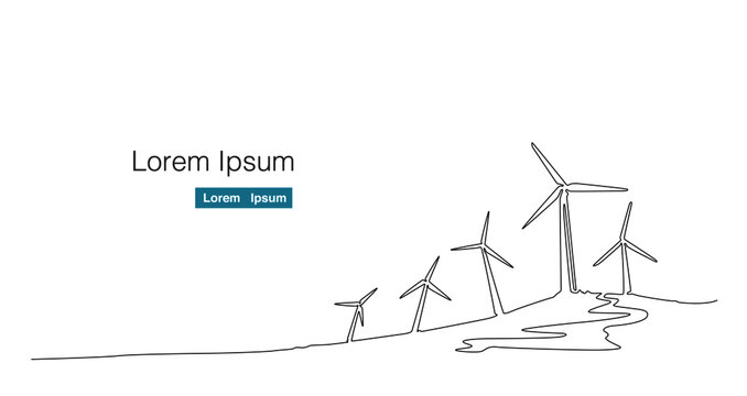 wind turbine background single continuos line drawing