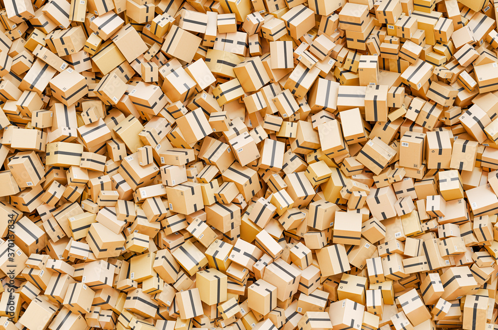 Poster background from cardboard boxes. 3d rendering