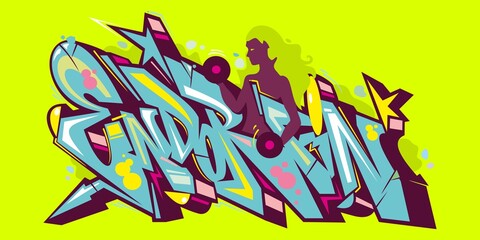 Abstract Word Endorfin Graffiti Sport Style Font Lettering Vector Illustration Art - obrazy, fototapety, plakaty