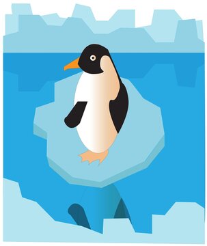 penguin drifting on an ice