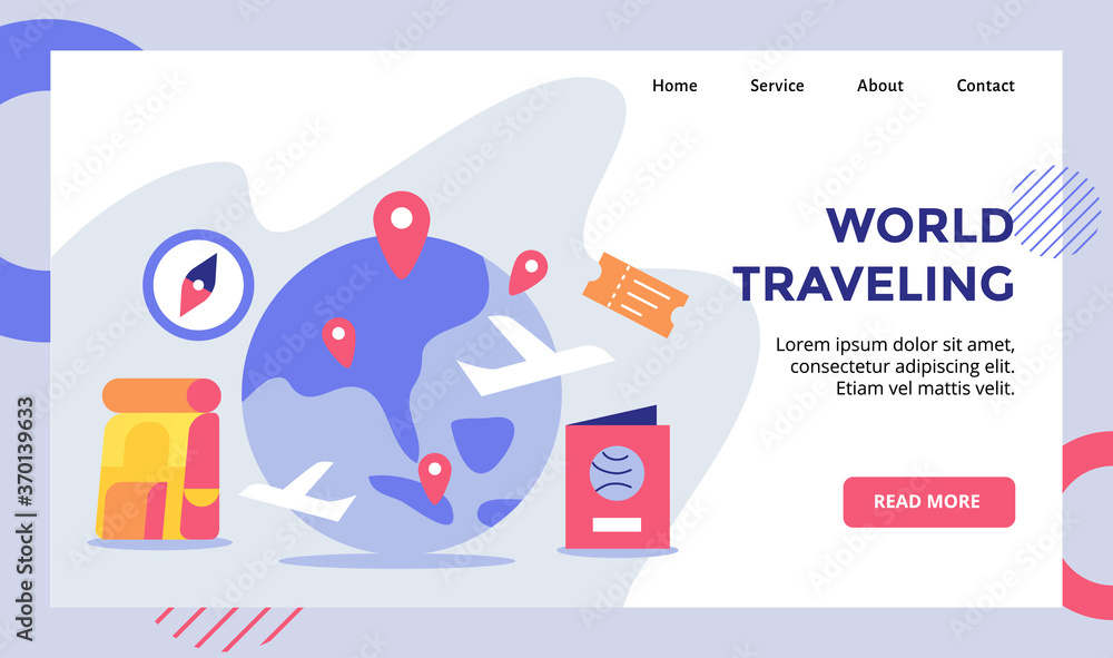 Poster world traveling pointer location spread on earth campaign for web website home homepage landing page