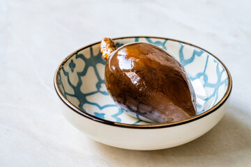 Turkish Aubergine Eggplant Jam / Marmalade Dessert. Healthy Organic Traditional Local Food for Vegan or Vegetarians with Walnut.